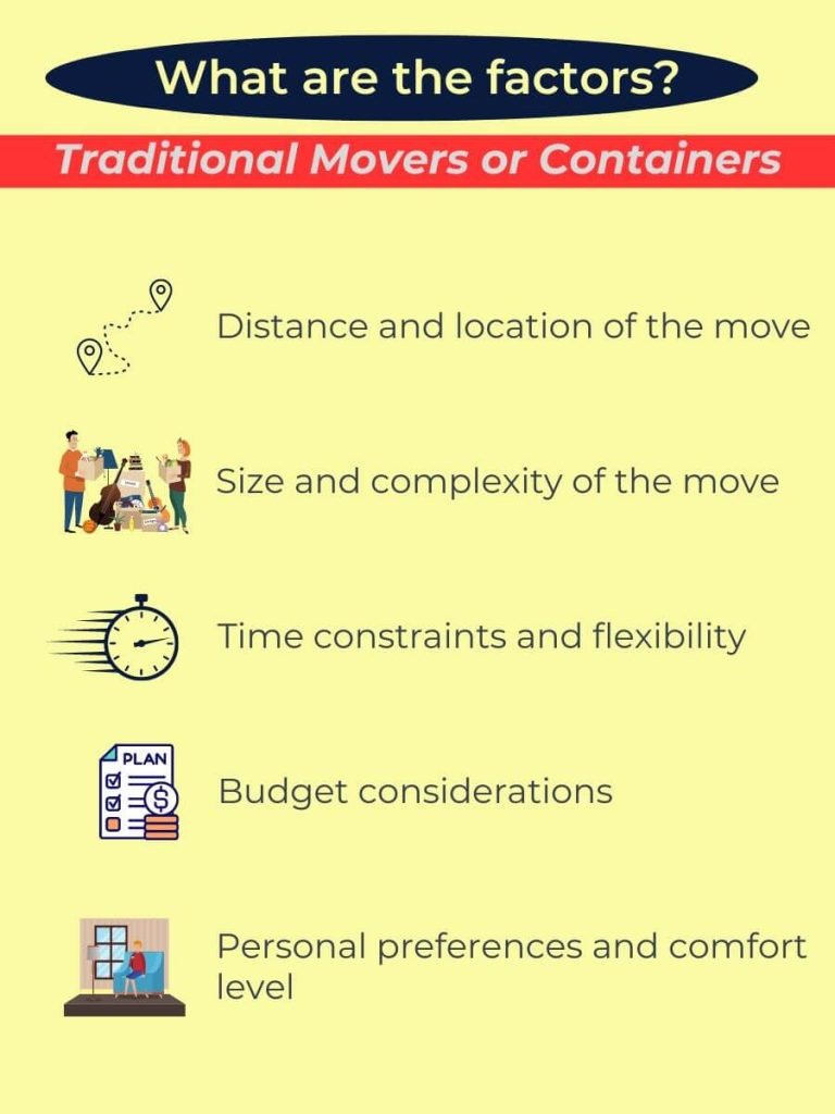 factors to consider when choosing between traditional movers or containers